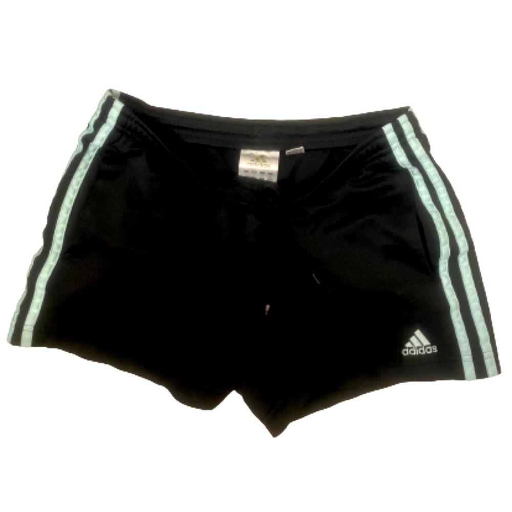 Women’s Adidas athletic shorts black & teal size XS drawstring, lined